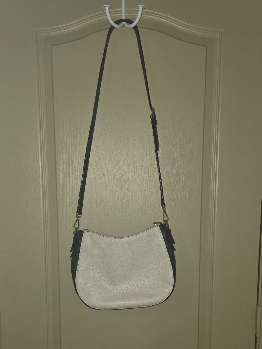 kate spade Cream and Black Leather Crescent Crossbody